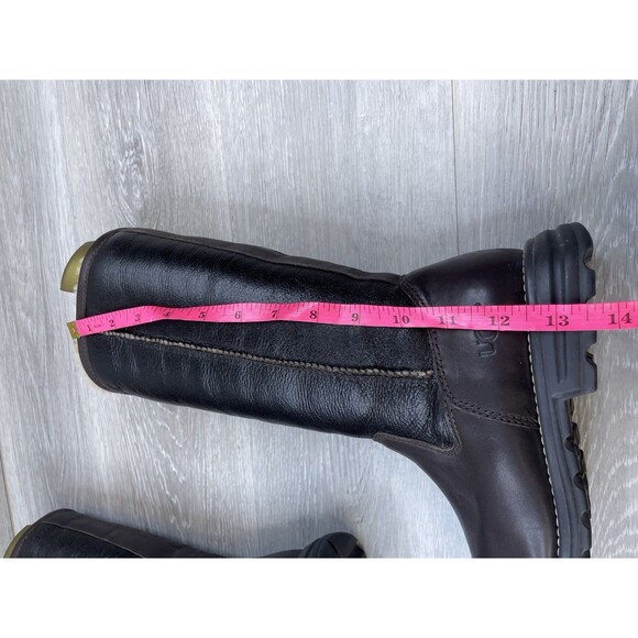 Ugg Women's 6 Brown Leather Shearling Lined Tall Pull On Winter Boots Water - Picture 7 of 13